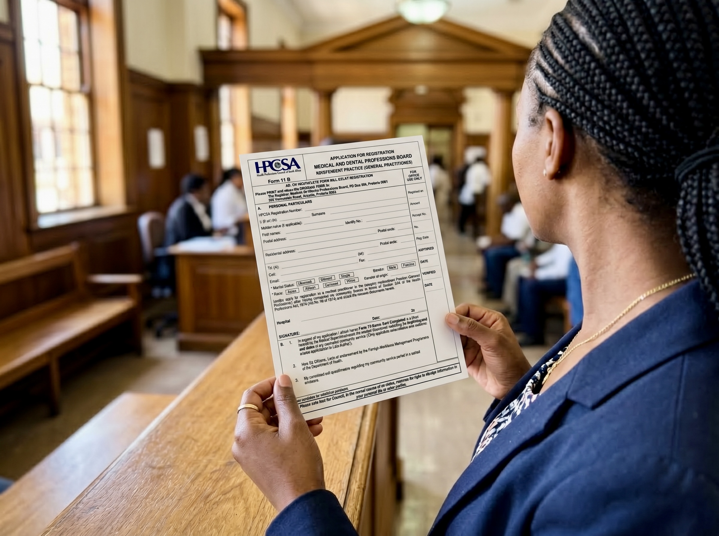 HPCSH application form being reviewed inside High Court Pretoria chambers